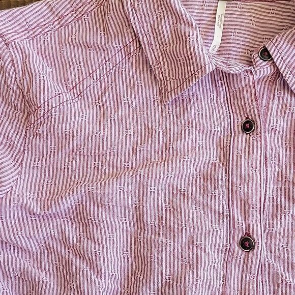 FREE PEOPLE sz XS striped button up Casual red white - Picture 3 of 5